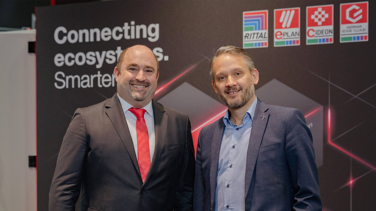 Sebastian Seitz e Dominic Kurtaz EPLAN & Cideon CEO Sebastian Seitz e Dassault Systèmes Managing Director Eurocentral Dominic Kurtaz